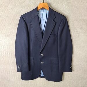 Vintage Austin Reed Jacket Mens 40R Blue Sport Coat Crested Pewter Buttons